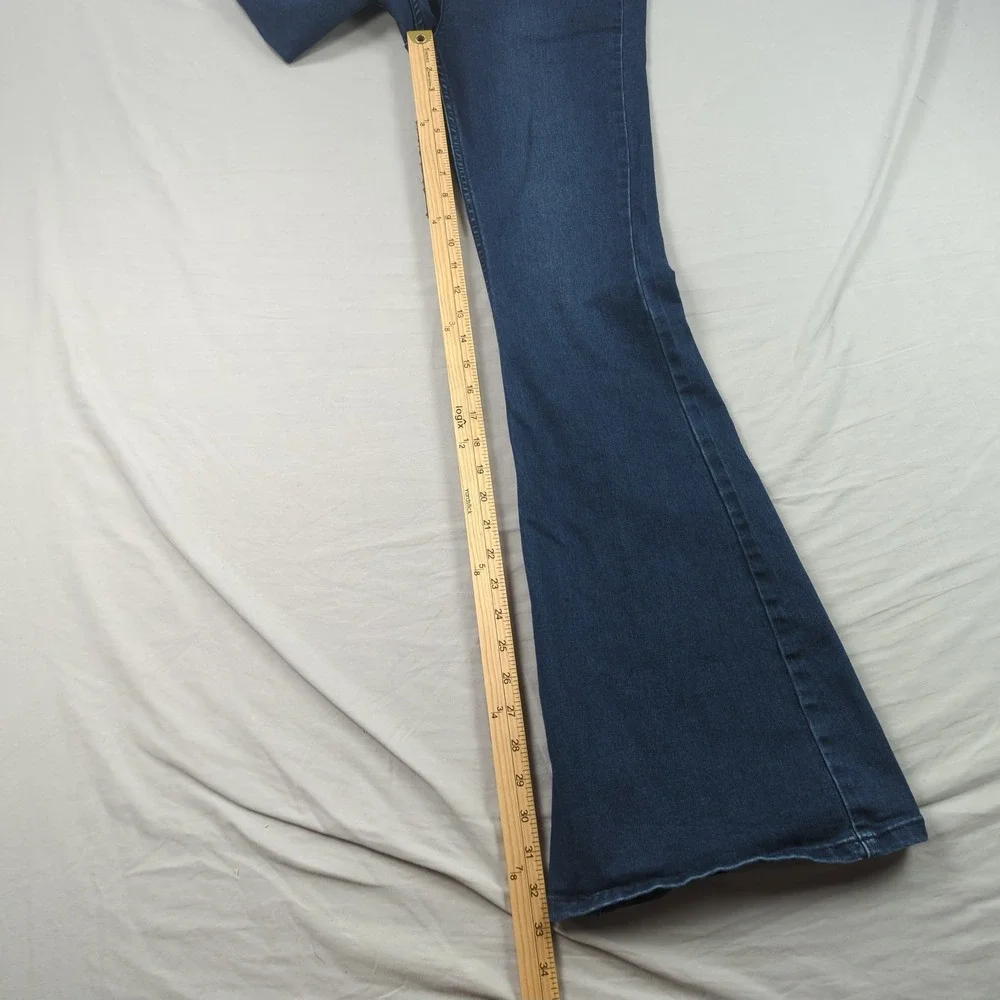 Free People Jeans‎ Womens 29 Blue Flare Stretch Dark Wash Hippie Boho